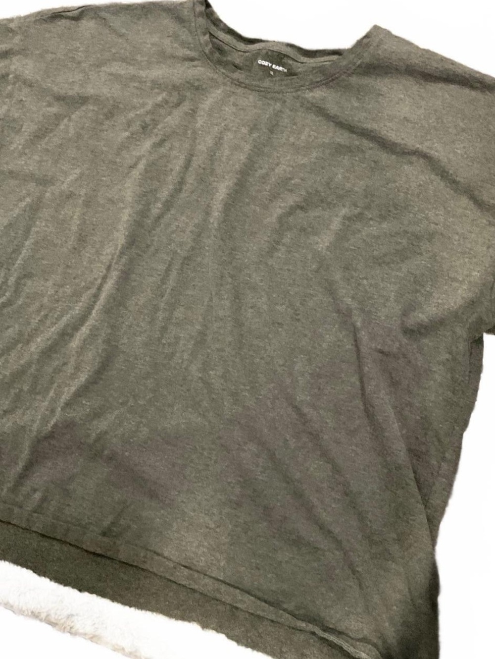 Cozy Earth Heathered Olive Short Sleeve T Shirt Size L